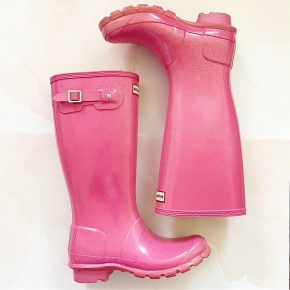 Hunter Other - Hunter Girls Pink Sparkle Glitter Rainboots Size 5